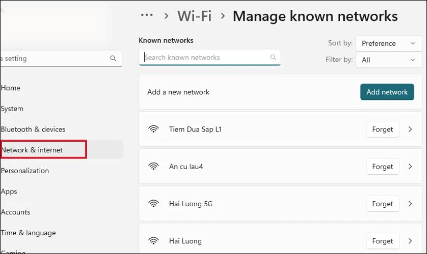 Vào Settings chọn Network & internet