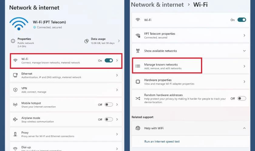 Xóa các kết nối WiFi cũ, sửa lỗi No Wifi network found