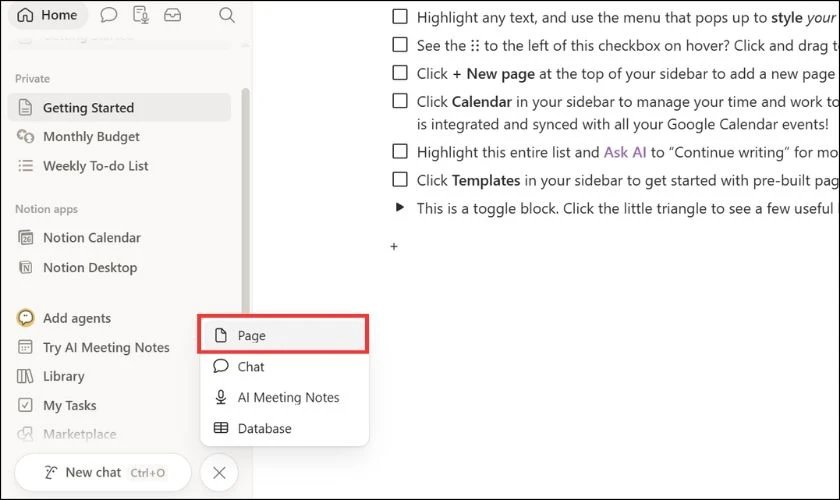 Cách sử dụng Notion online trên web