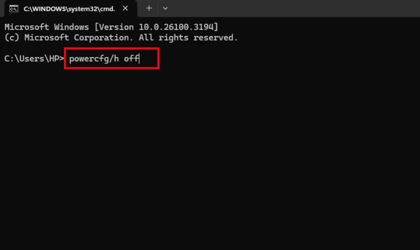 Tắt chế độ Hibernate nếu không sử dụng