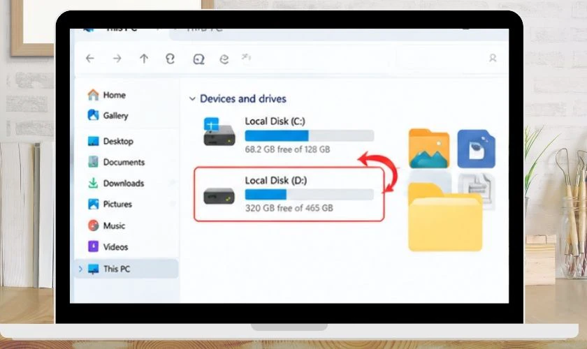 Chuyển ảnh, video, tài liệu và các file cá nhân lớn từ ổ C sang ổ D hoặc thiết bị lưu trữ khác