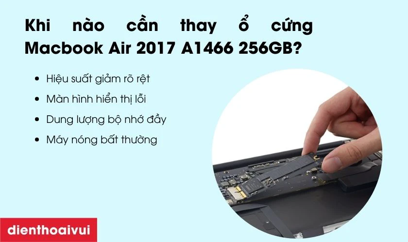 Quy tr&igrave;nh thay ổ cứng MacBook Air 2017 A1466 512GB tại Điện Thoại Vui