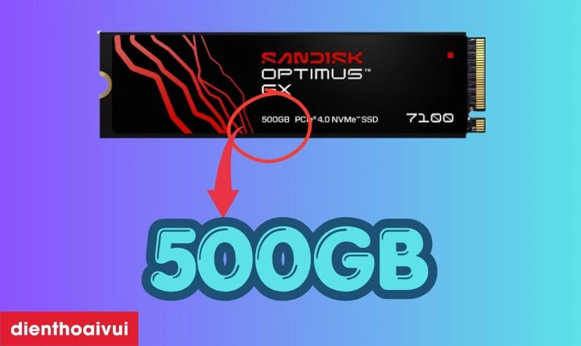 Dung lượng 500GB gọn cho nhu cầu n&acirc;ng cấp