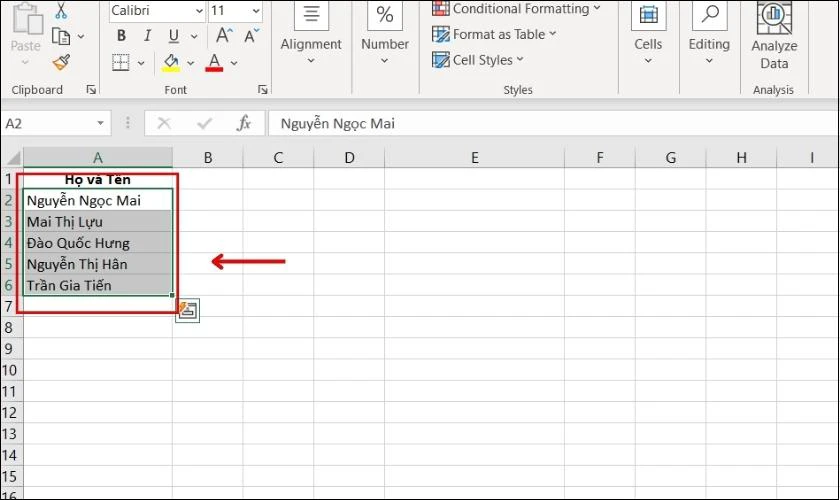 Sử dụng tổ hợp phím tắt để gạch ngang chữ trong Excel