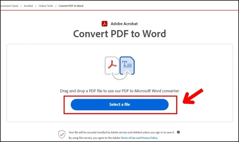 Chọn Select a file để ch&egrave;n 