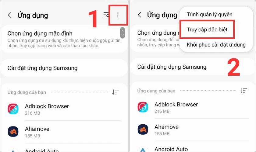 Chọn vào mục Truy cập đặc biệt
