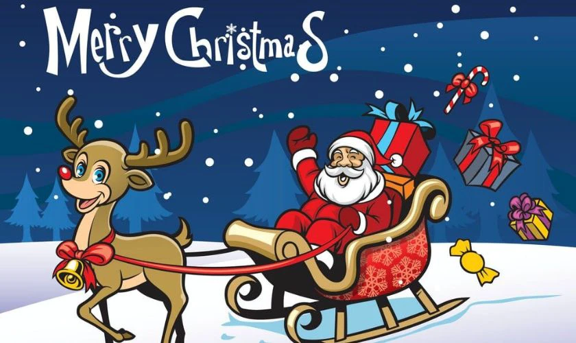 Ảnh ch&uacute; tuần lộc v&agrave; &ocirc;ng gi&agrave; Noel dễ thương