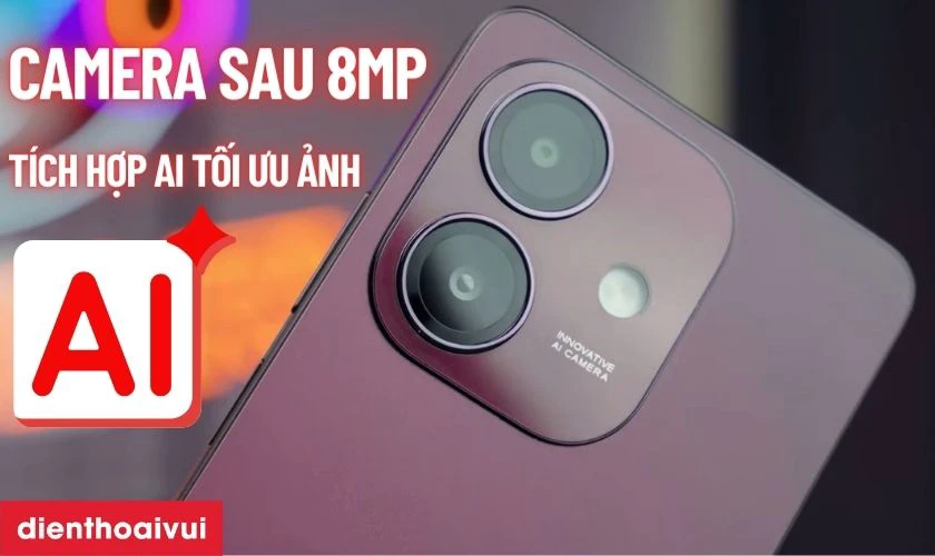 Cụm camera sau 8MP trên OPPO A3X được hỗ trợ AI tối ưu hóa ảnh