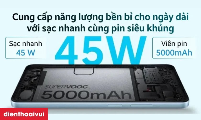 Pin bền bỉ v&agrave; sạc nhanh 45W