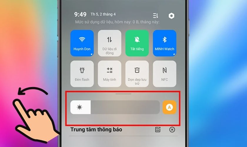Chọn mức độ s&aacute;ng m&agrave;n h&igrave;nh trung b&igrave;nh