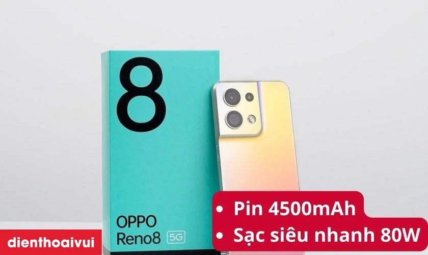 OPPO Reno8 5G 8GB 256GB c&oacute; c&ocirc;ng suất sạc pin l&ecirc;n đến 80W