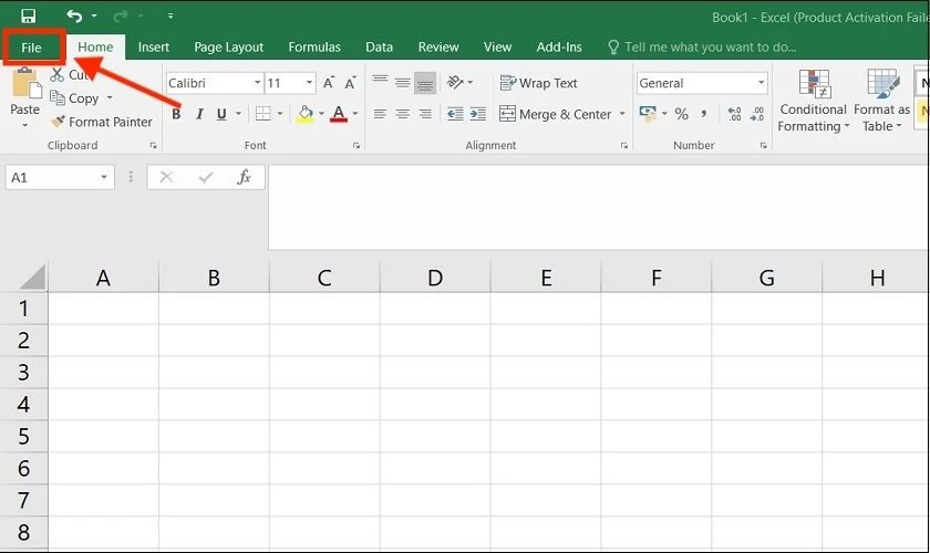 Chọn vào mục File