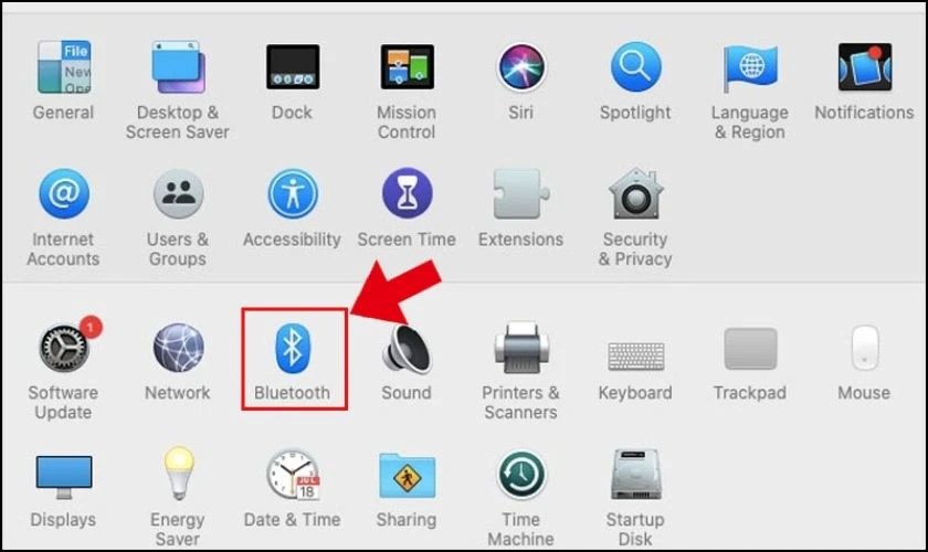 Chọn mục Bluetooth trong danh s&aacute;ch