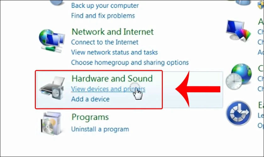 Nhấn v&agrave;o mục Hardware Sound