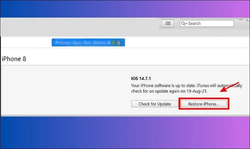 K&eacute;o xuống phần Backups v&agrave; bấm chọn v&agrave;o Back Up Now