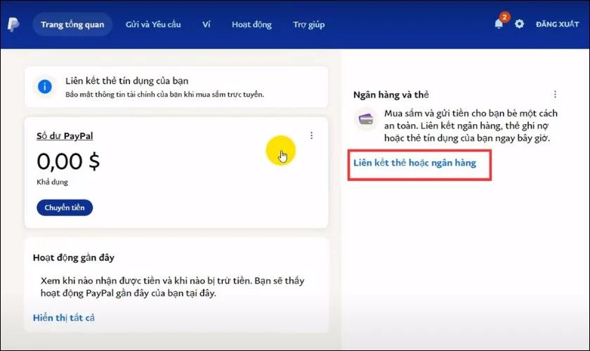 Cách liên kết tài khoản ngân hàng với ví PayPal