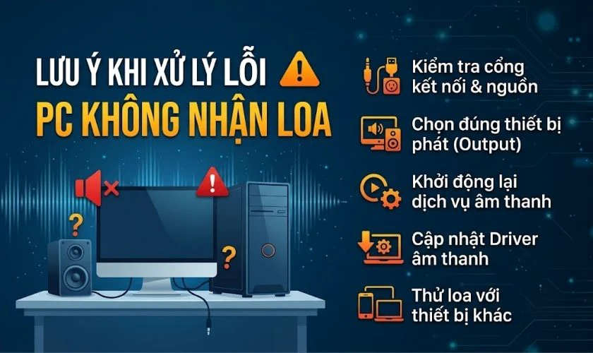 Lưu ý khi xử lý lỗi PC không nhận loa