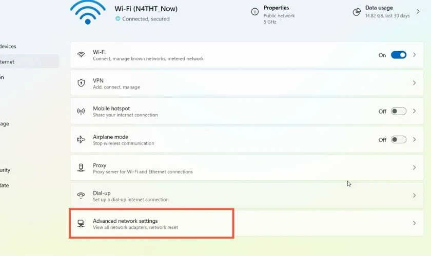 Network reset khi các cách trên không hiệu quả