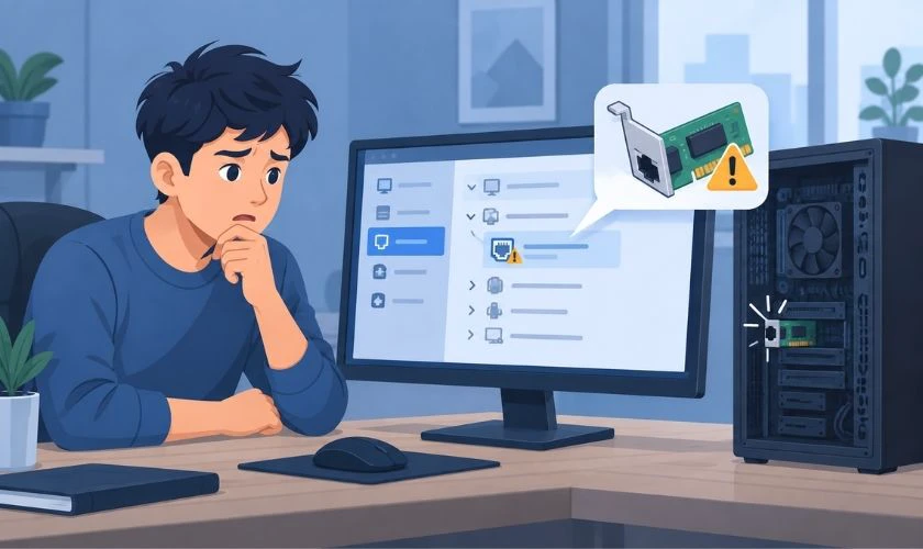 PC không nhận mạng dây do driver hoặc card mạng