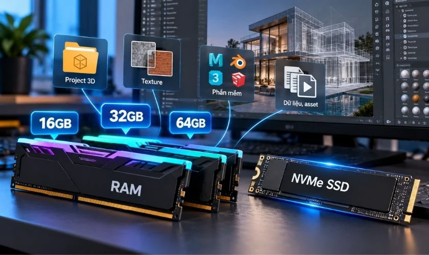 RAM và ổ cứng cho PC thiết kế đồ họa 3D
