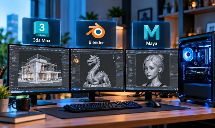 PC thiết kế đồ họa 3D cho 3ds Max, Blender và Maya