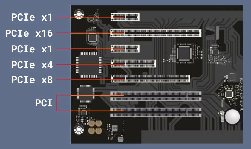 So s&aacute;nh giữa 2 khe PCIe v&agrave; PCI