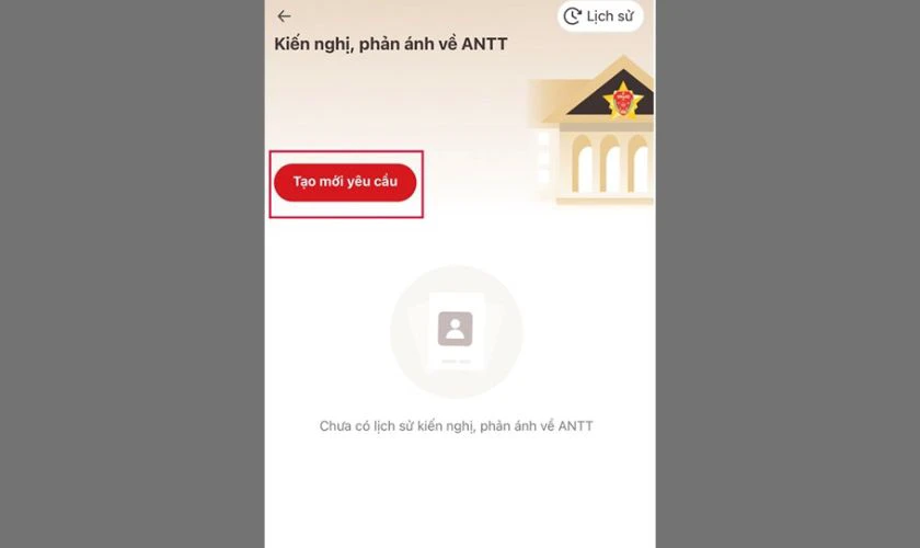 Nhấn Tạo mới y&ecirc;u cầu