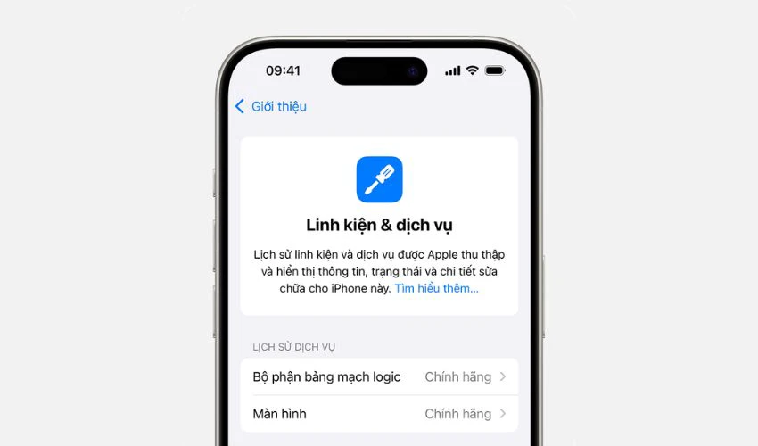 Kiểm tra lịch sử linh kiện và dịch vụ