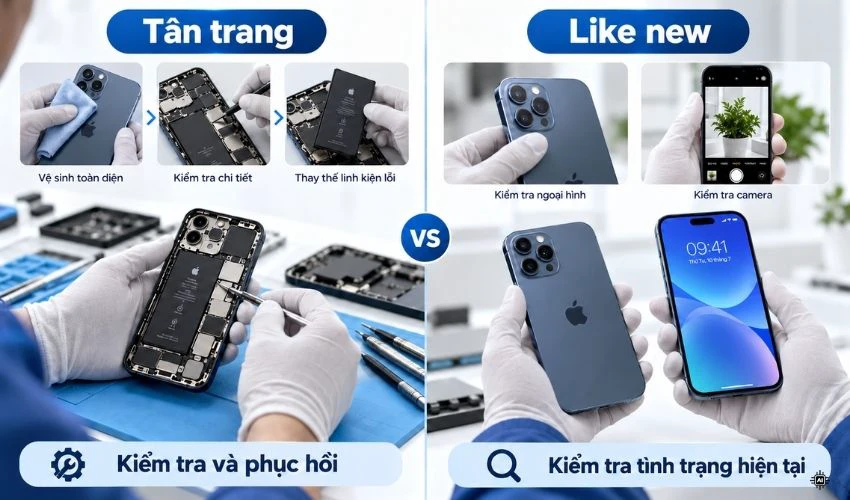 So sánh iPhone tân trang và like new khác nhau qua từng tiêu chí