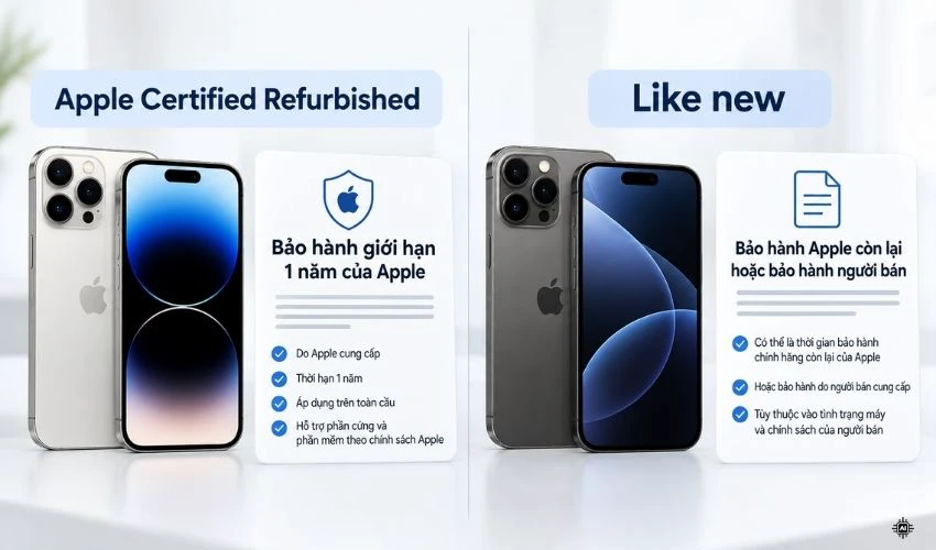 iPhone tân trang và like new khác nhau về pin và linh kiện