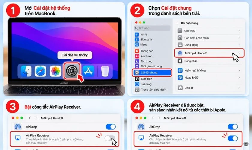 Bật nhận AirPlay trên MacBook