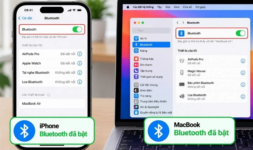 Bật Bluetooth trên iPhone và MacBook
