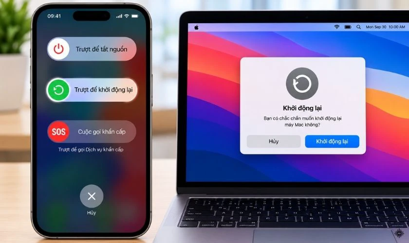 Khởi động lại iPhone và MacBook