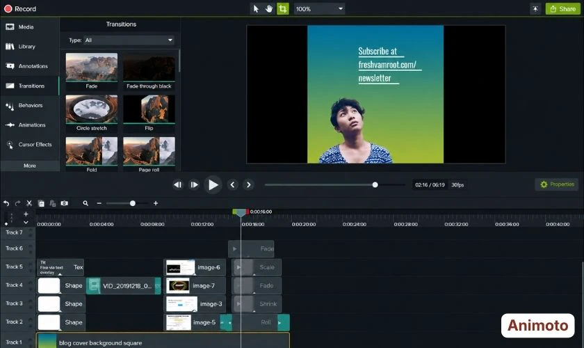 Công cụ biên tập video trực tuyến Animoto