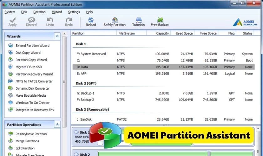 AOMEI Partition Assistant - Phần mềm gộp ổ cứng miễn ph&iacute;