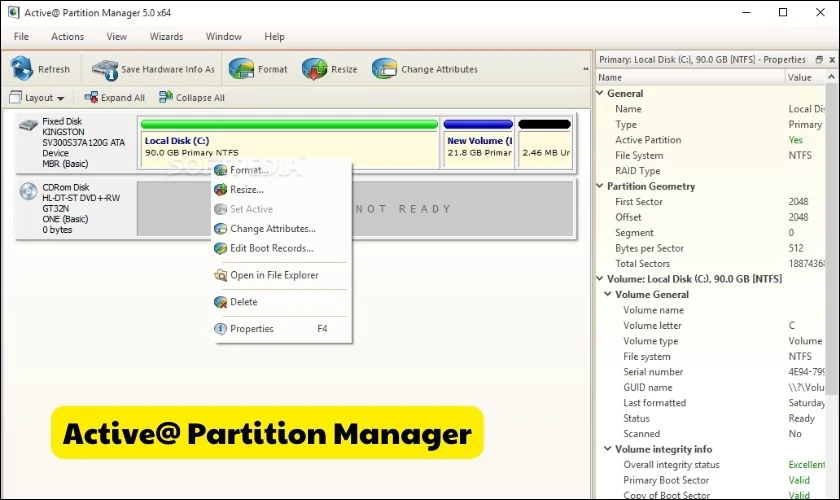 Active@ Partition Manager - Phần mềm quản l&yacute; ph&acirc;n v&ugrave;ng dễ sử dụng