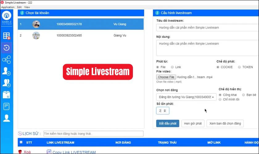 Simple Livestream được thiết kế nhằm mang lại trải nghiệm livestream đơn giản