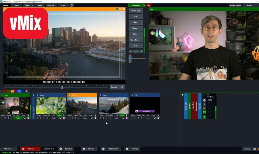 vMix mang đến giải ph&aacute;p livestream chuy&ecirc;n nghiệp với khả năng xử l&yacute; đa k&ecirc;nh