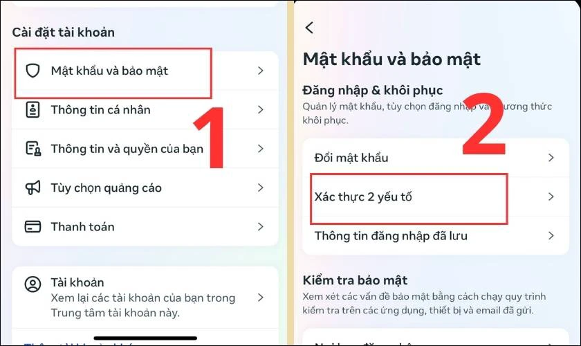 Chọn mục Mật khẩu v&agrave; Bảo mật