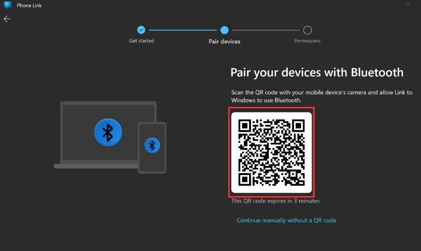 Qu&eacute;t m&atilde; QR để thiết lập Phone Link