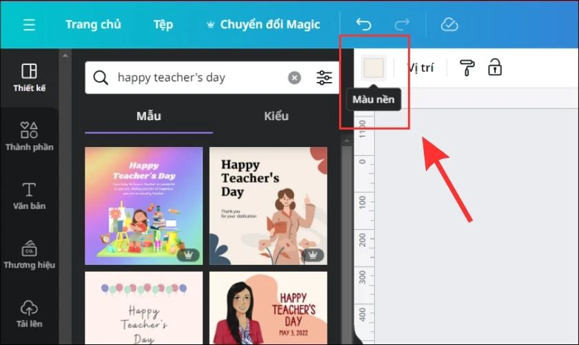 Tại mục Màu nền, bạn có thể tùy chọn màu sắc
