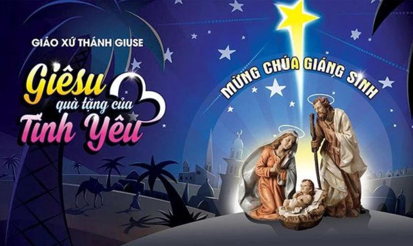 Background s&acirc;n khấu Gi&aacute;ng sinh c&oacute; Ch&uacute;a Gi&ecirc;su