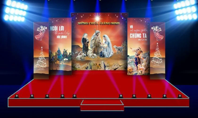 Thiết kế background s&acirc;n khấu Gi&aacute;ng sinh