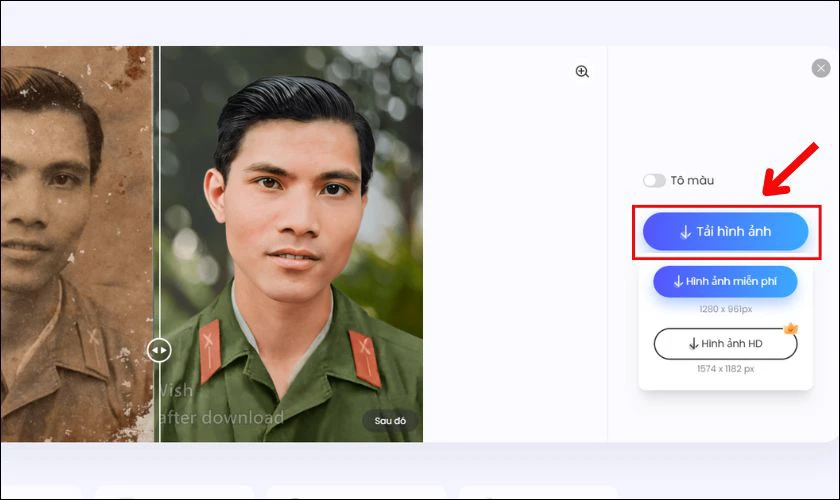 Nhấp vào nút Tải hình ảnh để download ảnh đã được làm mới
