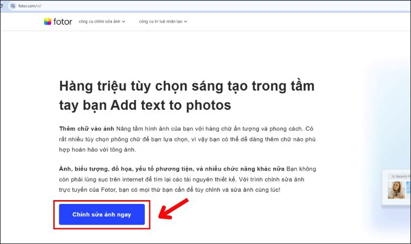 Tìm và chọn công cụ Chỉnh sửa ảnh ngay