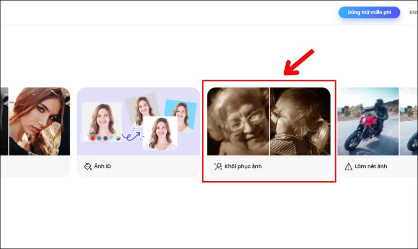 Trên giao diện chính, bạn tìm và chọn tính năng Khôi phục ảnh