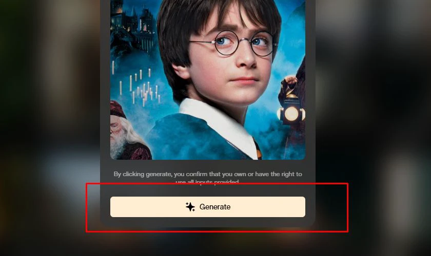 Nhấn n&uacute;t Generate để bắt đầu tạo video