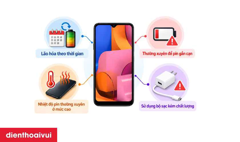 Nguyên nhân khiến pin Samsung A20s nhanh chai hỏng