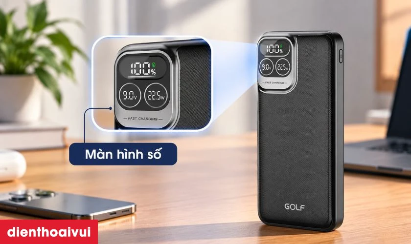 Màn hình số trên Golf P51 giúp theo dõi dung lượng pin còn lại thế nào?