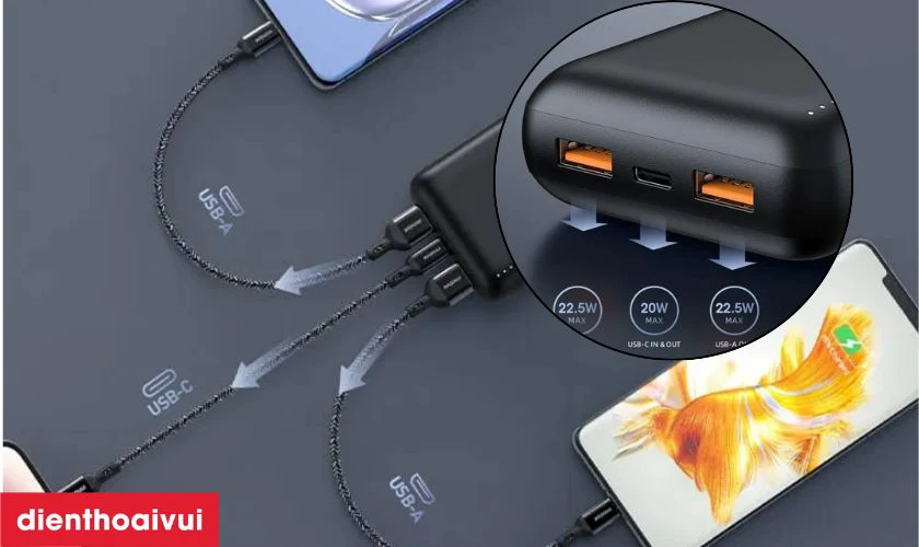 Cổng sạc đa dạng, tương thích với nhiều thiết bị